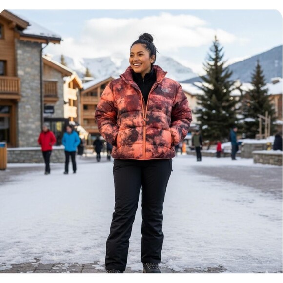 The North Face Jacket Womens 2XL Coral Black Relaxed Fit Puffer Zip NF0A7WU8 - Picture 13 of 13